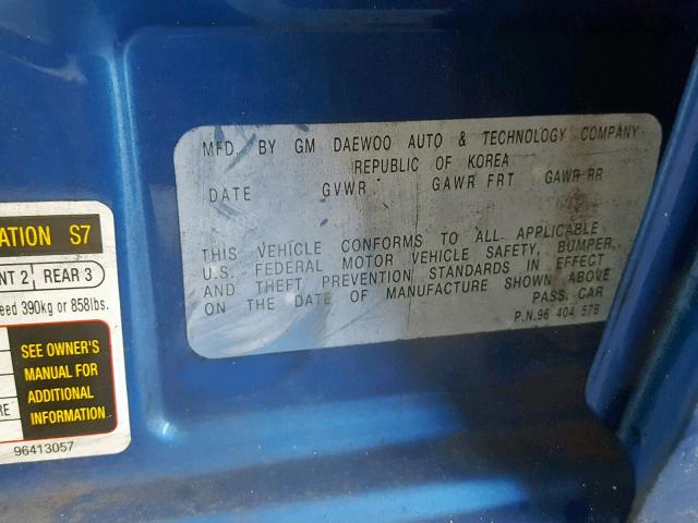 KL1TD52685B410550 - 2005 CHEVROLET AVEO BASE 蓝色 照片 10