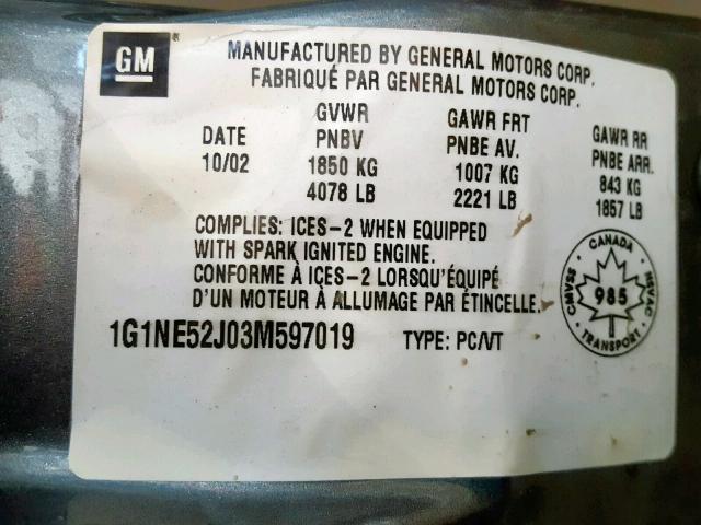 1G1NE52J03M597019 - 2003 CHEVROLET MALIBU LS SILVER photo 10