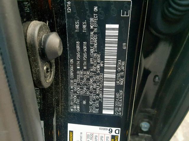 JTJBM7FX7H5162083 - 2017 LEXUS GX BASE BLACK photo 10