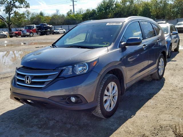 2HKRM3H77EH557447 - 2014 HONDA CR-V EXL GRAY photo 2