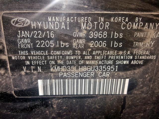 KMHD35LH8GU335951 - 2016 HYUNDAI ELANTRA GT BLACK photo 10