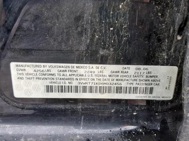 3VWRT71K06M032456 - 2006 VOLKSWAGEN JETTA TDI BLACK photo 10