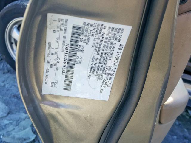 1FAFP55SX4G160533 - 2004 FORD TAURUS SES GOLD photo 10