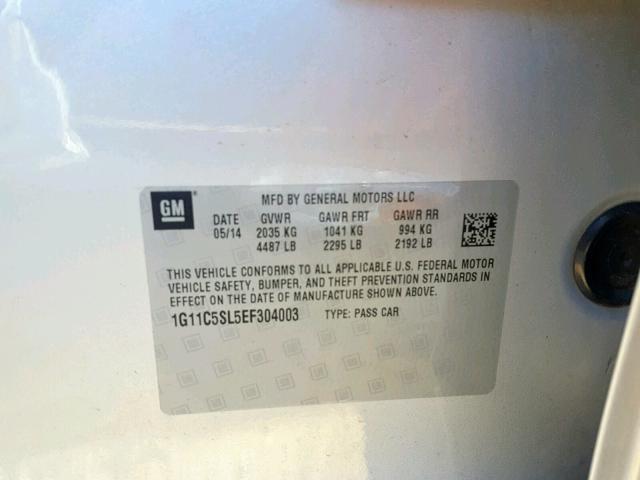 1G11C5SL5EF304003 - 2014 CHEVROLET MALIBU 1LT SILVER photo 10