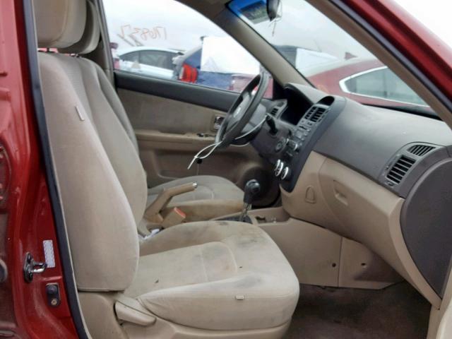 KNAFE121475420328 - 2007 KIA SPECTRA EX RED photo 5