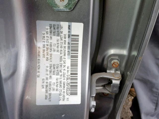 JM3TB38V690176516 - 2009 MAZDA CX-9 SILVER photo 10