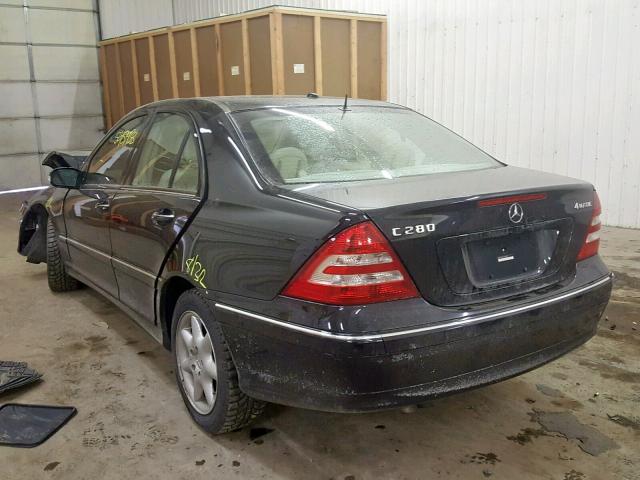 WDBRF92H37F888391 - 2007 MERCEDES-BENZ C 280 4MAT BLACK photo 3