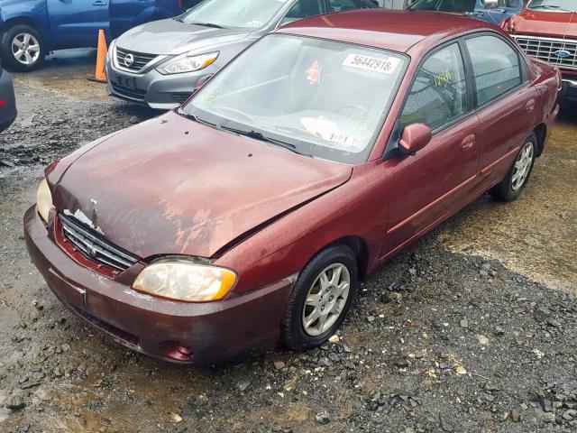 KNAFB121125118710 - 2002 KIA SPECTRA BA RED photo 2