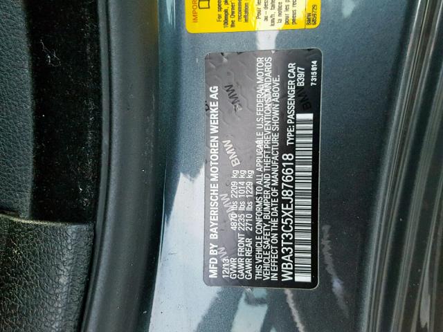 WBA3T3C5XEJ876618 - 2014 BMW 435 I GRAY photo 10