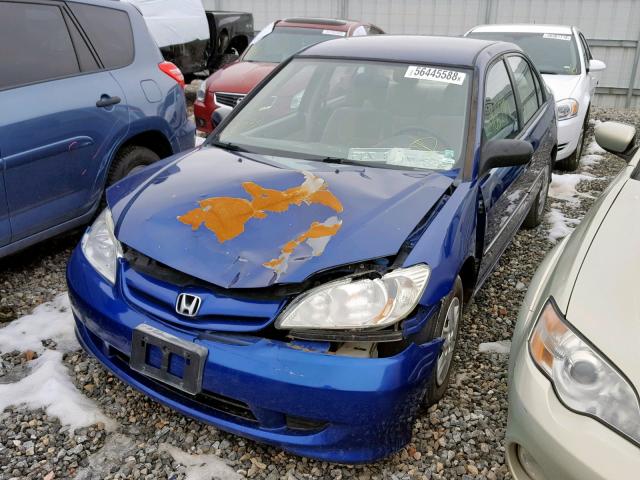 2HGES16344H611790 - 2004 HONDA CIVIC DX V BLUE photo 2