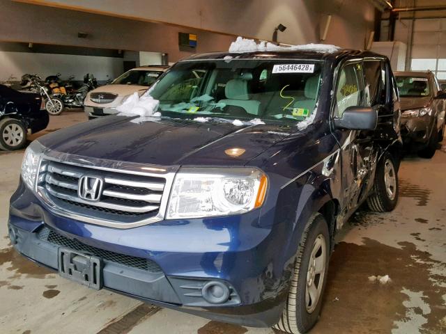 5FNYF4H24EB019920 - 2014 HONDA PILOT LX BLUE photo 2