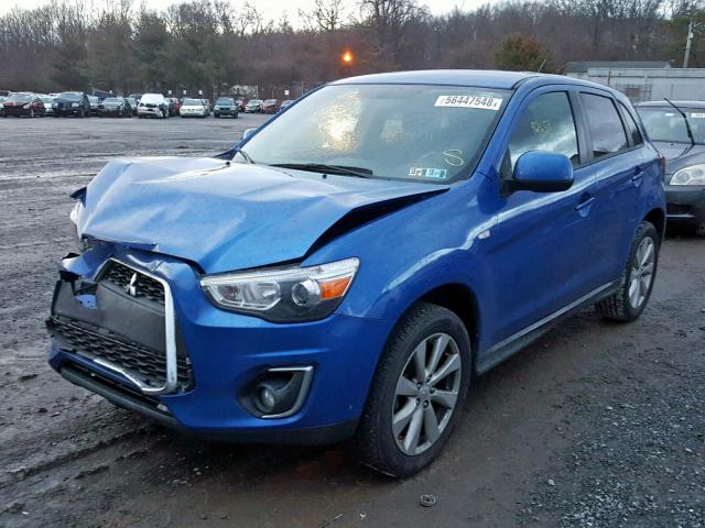 4A4AP3AW3FE054093 - 2015 MITSUBISHI OUTLANDER BLUE photo 2