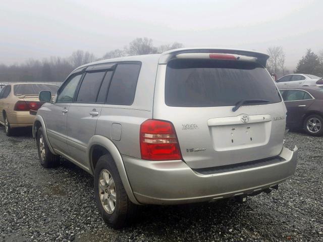 JTEHF21A920060247 - 2002 TOYOTA HIGHLANDER SILVER photo 3