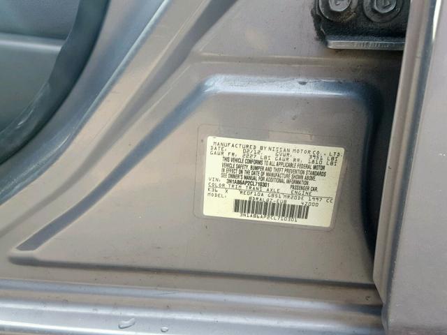 3N1AB6AP2CL710301 - 2012 NISSAN SENTRA 2.0 GRAY photo 10