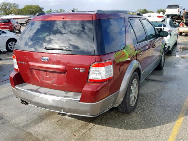 1FMDK05W78GA07423 - 2008 FORD TAURUS X S MAROON photo 4