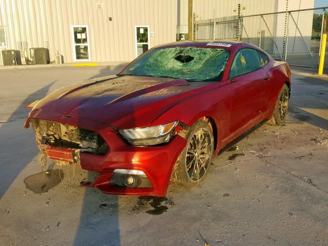 1FA6P8TH7F5425951 - 2015 FORD MUSTANG RED photo 2