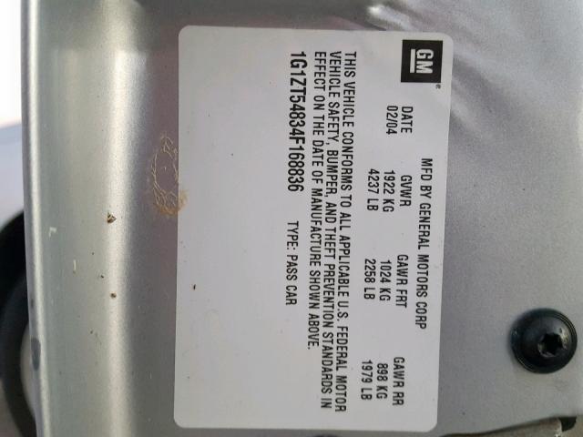 1G1ZT54834F168836 - 2004 CHEVROLET MALIBU LS 银色 照片 10