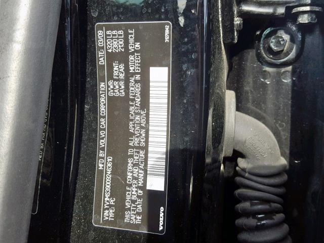 YV1MS390092463610 - 2009 VOLVO S40 2.4I BLACK photo 10