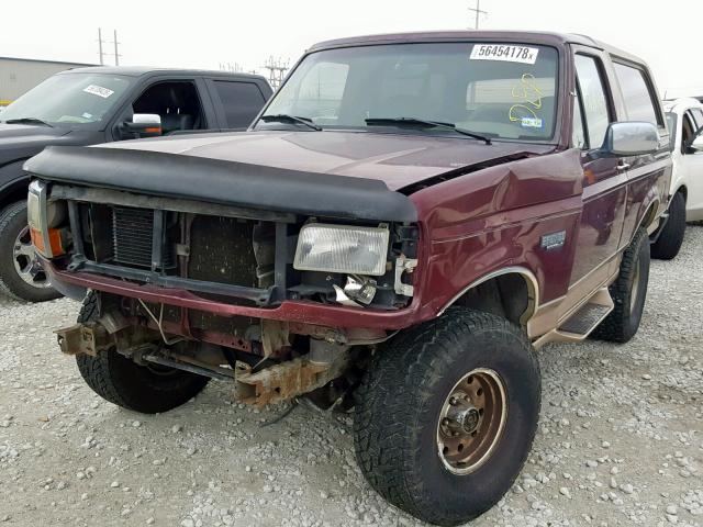 1FMEU15H1TLB65018 - 1996 FORD BRONCO U10 BURGUNDY photo 2