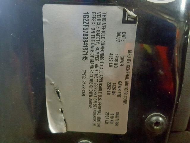 1G2ZF57B384137145 - 2008 PONTIAC G6 VALUE L BLACK photo 10