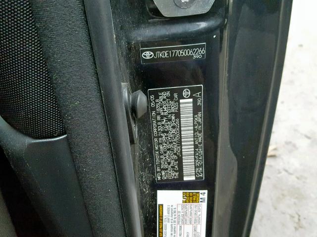 JTKDE177050062266 - 2005 TOYOTA SCION TC 黑色 照片 10