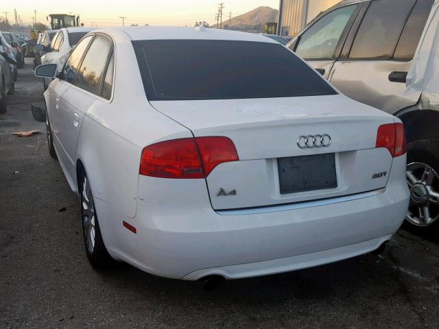 WAUAF78E08A158885 - 2008 AUDI A4 2.0T WHITE photo 3