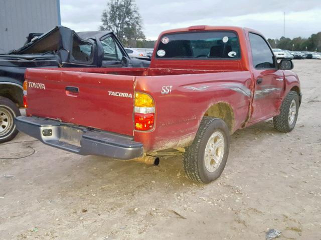 5TENL42N91Z779980 - 2001 TOYOTA TACOMA RED photo 4