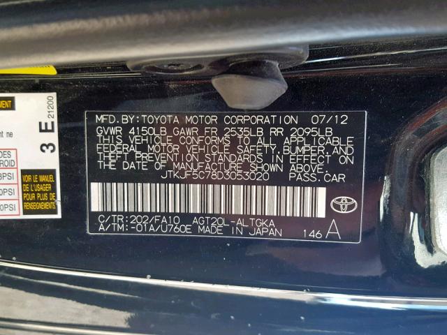 JTKJF5C78D3053020 - 2013 TOYOTA SCION TC Qara foto 10