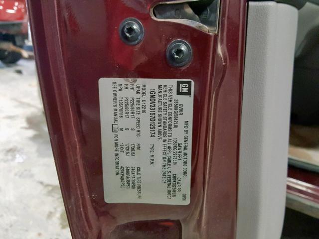 1GNDV33157D125174 - 2007 CHEVROLET UPLANDER L Tünd qırmızı foto 10