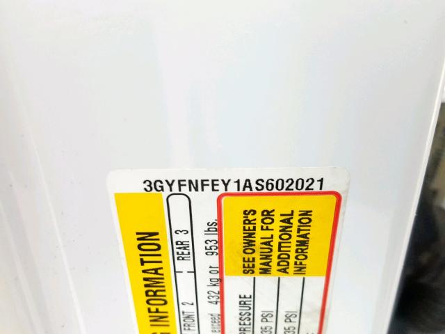 3GYFNFEY1AS602021 - 2010 CADILLAC SRX PREMIU WHITE photo 10