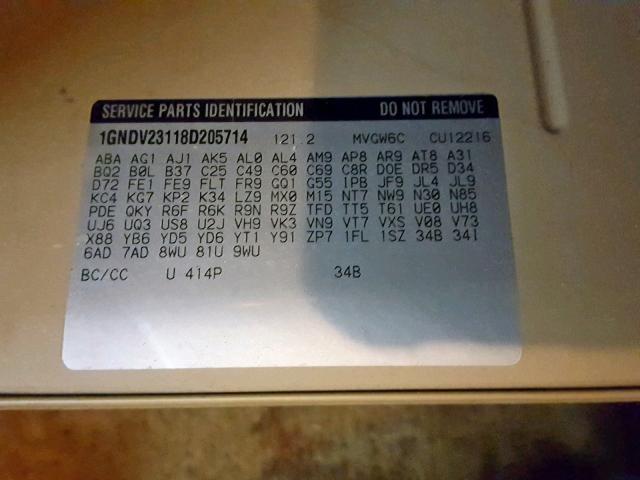 1GNDV23118D205714 - 2008 CHEVROLET UPLANDER L Qəhvəyi foto 10