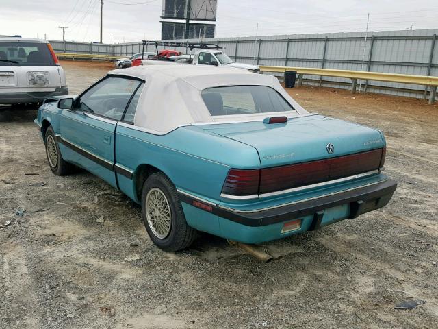 1C3XU4535NF231904 - 1992 CHRYSLER LEBARON TEAL photo 3