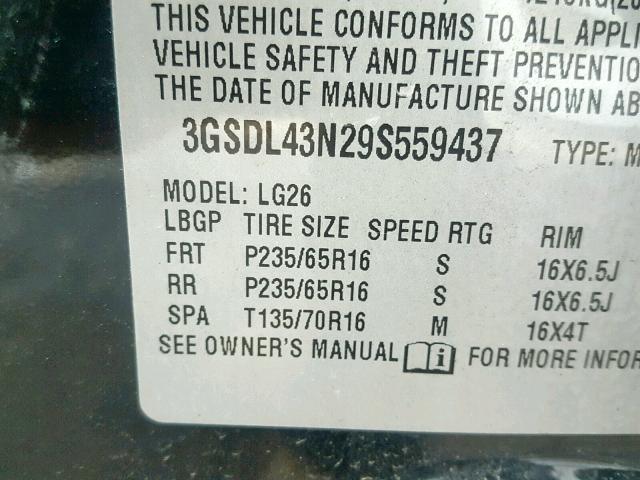 3GSDL43N29S559437 - 2009 SATURN VUE XE BLACK photo 10