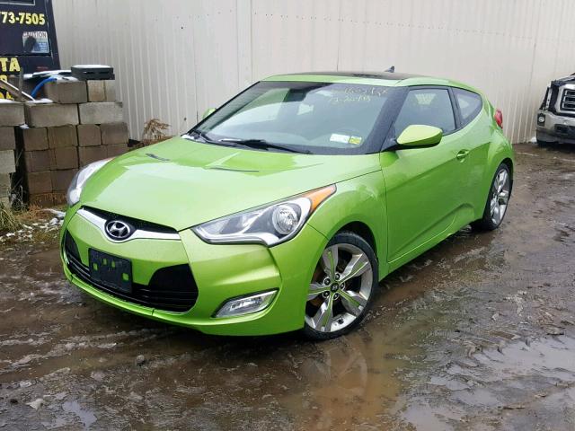 KMHTC6AD5CU080459 - 2012 HYUNDAI VELOSTER B GREEN photo 2