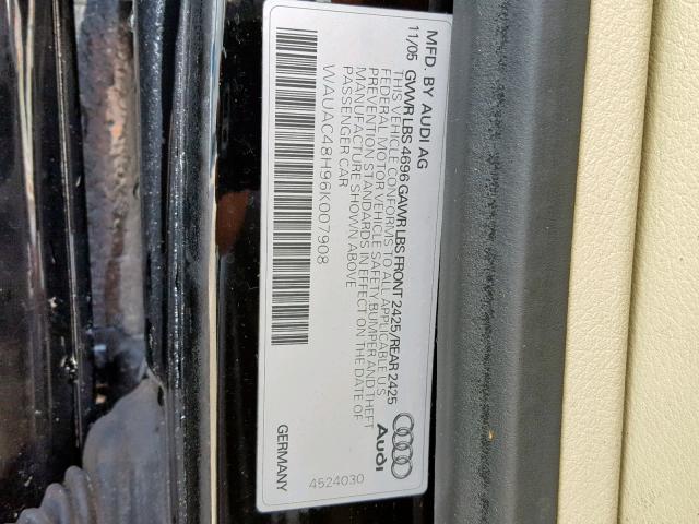 WAUAC48H96K007908 - 2006 AUDI A4 1.8 CAB BLACK photo 10