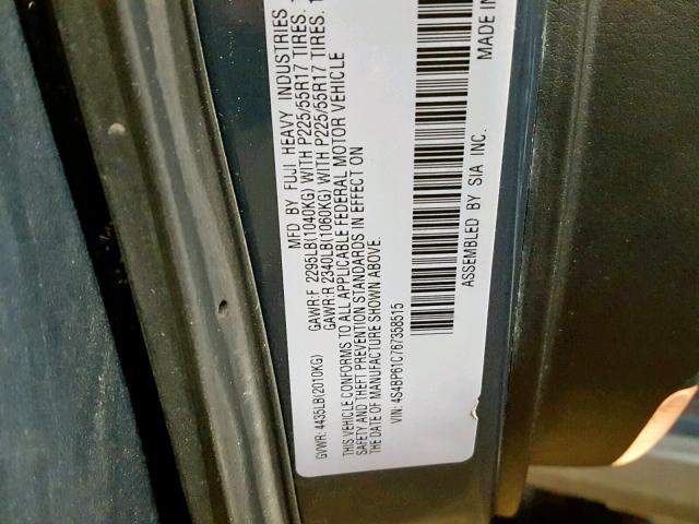 4S4BP61C767358515 - 2006 SUBARU LEGACY OUT BLUE photo 10