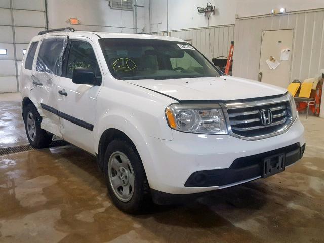 5FNYF4H21EB049666 - 2014 HONDA PILOT LX WHITE photo 1