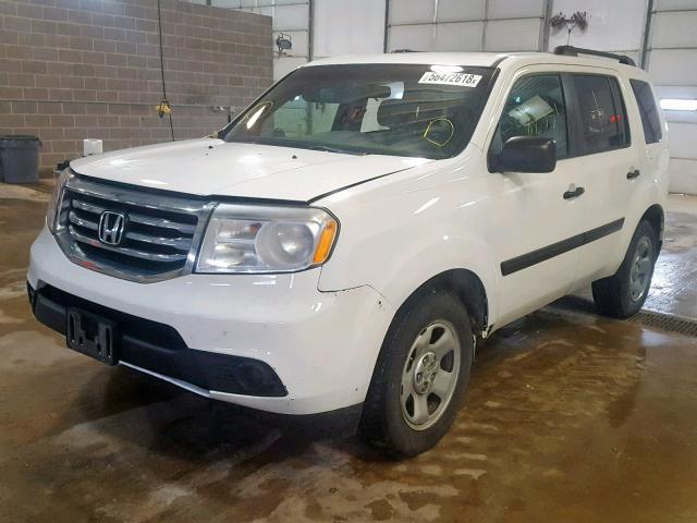 5FNYF4H21EB049666 - 2014 HONDA PILOT LX WHITE photo 2