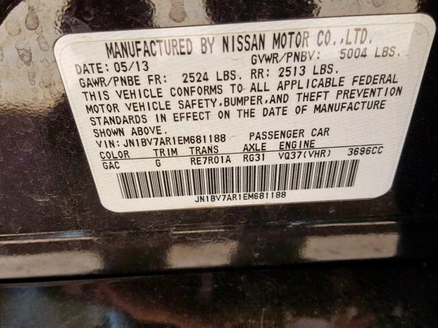 JN1BV7AR1EM681188 - 2014 INFINITI Q50 BASE BLACK photo 10