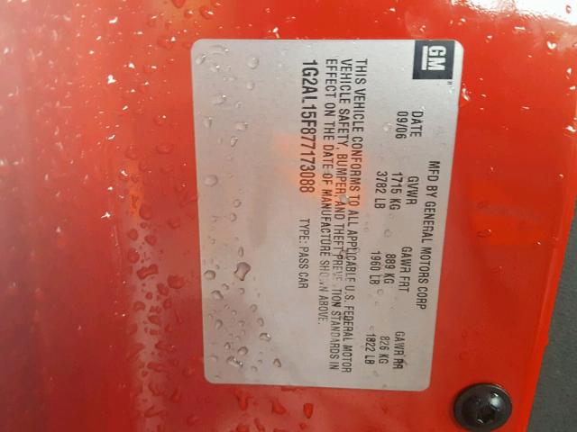 1G2AL15F877173088 - 2007 PONTIAC G5 RED photo 10