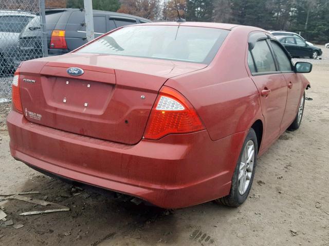 3FAHP0GA0AR178981 - 2010 FORD FUSION S RED photo 4