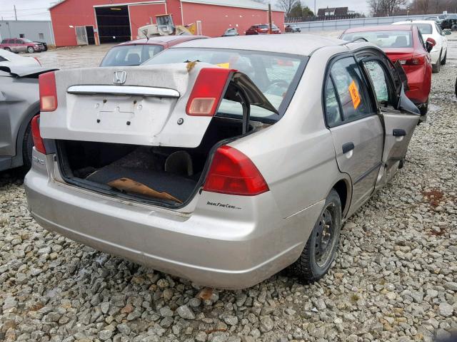 2HGES16311H915283 - 2001 HONDA CIVIC DX BEIGE photo 4