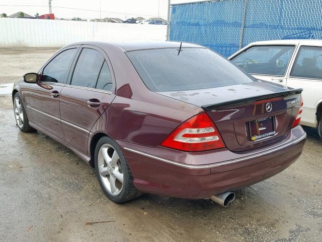 WDBRF52H66A886719 - 2006 MERCEDES-BENZ C GENERATI BURGUNDY photo 3