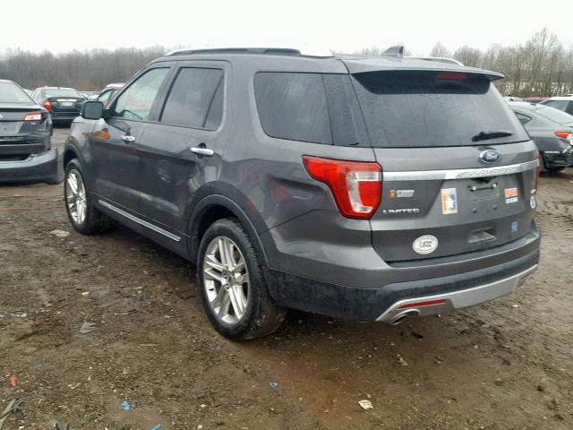 1FM5K8F83HGD83569 - 2017 FORD EXPLORER L GRAY photo 3