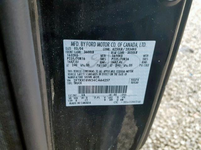 2FTRX18W34CA64257 - 2004 FORD F-150 HERI BLACK photo 10