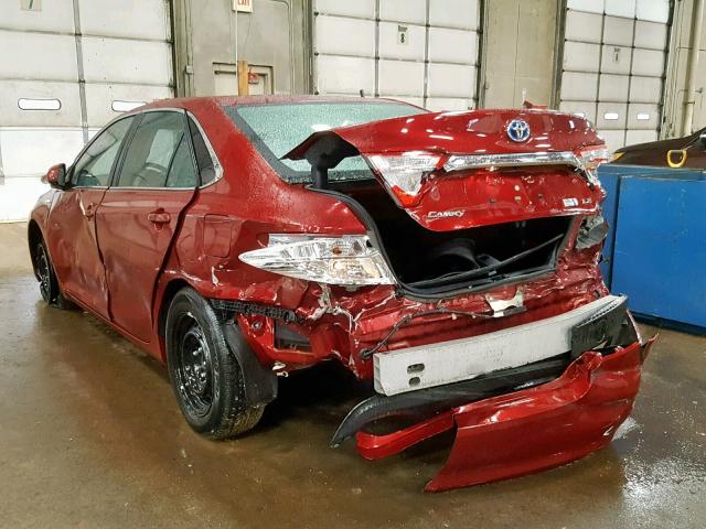 4T1BD1FKXFU157527 - 2015 TOYOTA CAMRY HYBR RED photo 3