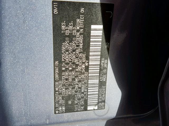 JTLZE4FE5CJ002283 - 2012 TOYOTA SCION XB BLUE photo 10