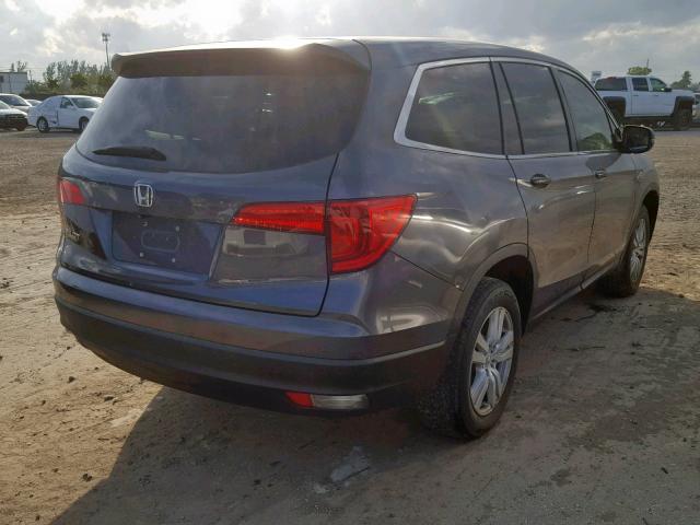 5FNYF5H1XGB036298 - 2016 HONDA PILOT LX GRAY photo 4