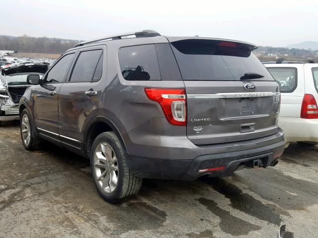 1FM5K8F86DGA40474 - 2013 FORD EXPLORER L CHARCOAL photo 3