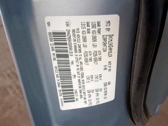 2A4GM68456R901810 - 2006 CHRYSLER PACIFICA T BLUE photo 10